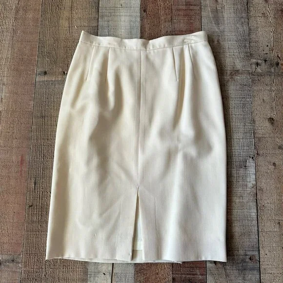 Christian Dior Womens Cream Double-Breasted Blazer & Skirt Set Size 8